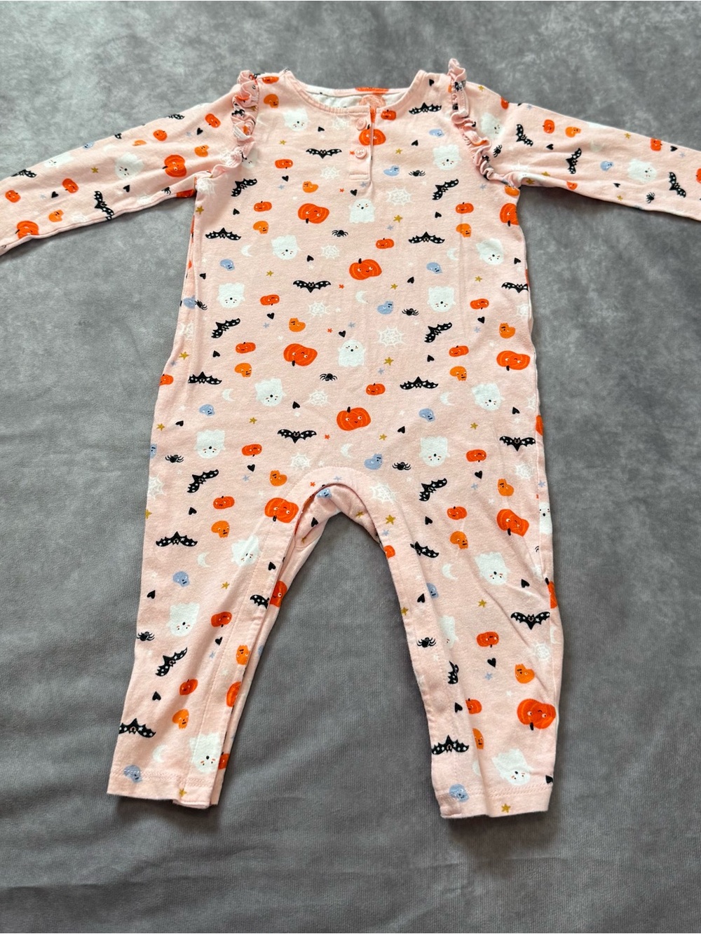 Old Navy Pink Halloween Pumpkin & Ghost Long-Sleeve One-Piece